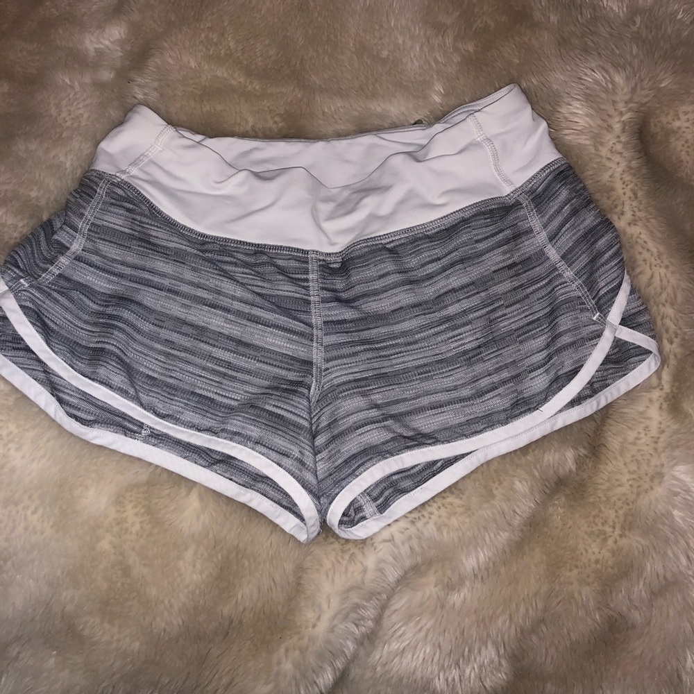 Grey and white Lululemon shorts